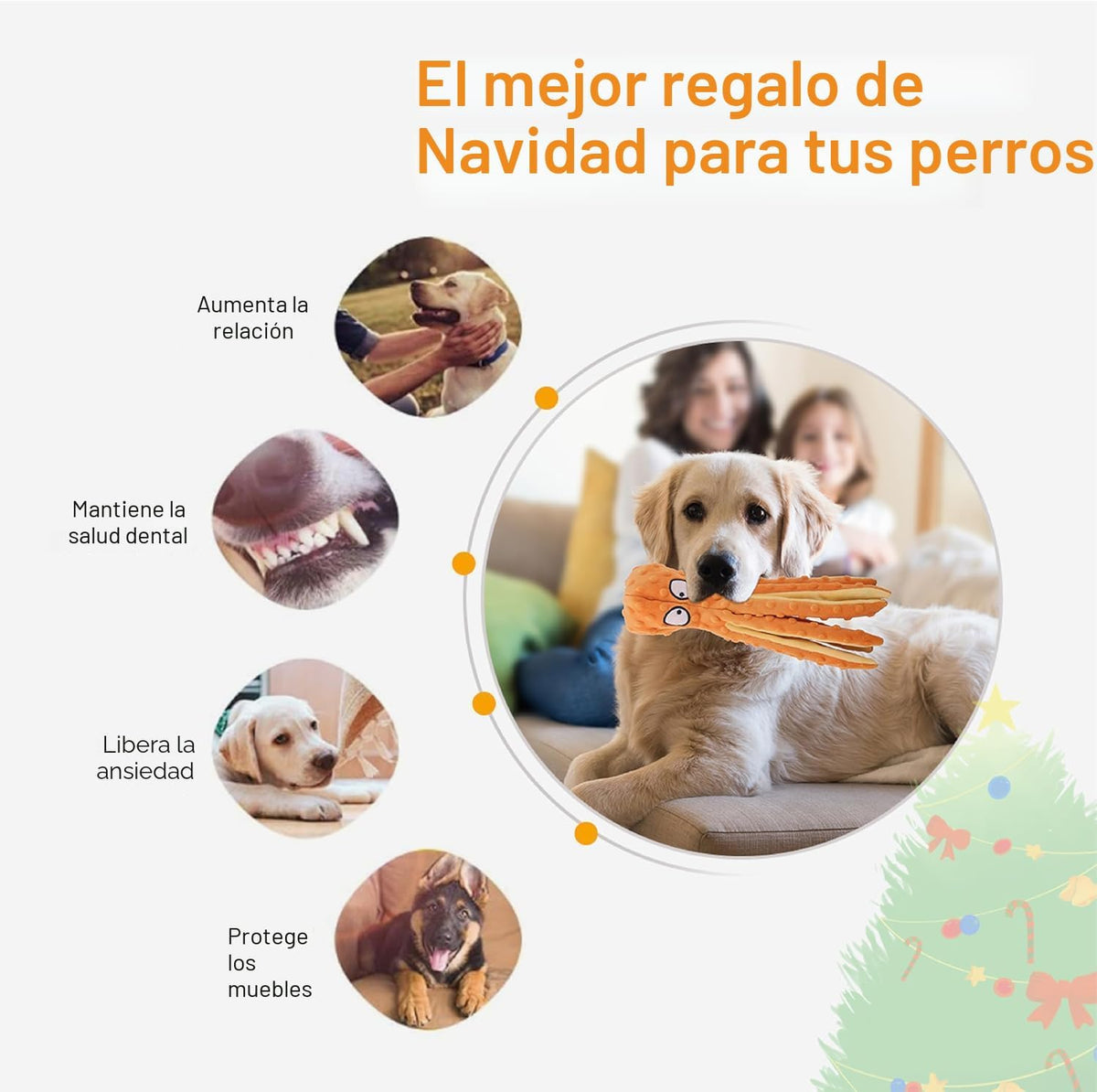 CPYOSN Paquete de 2 juguetes para perros de pulpo, sin relleno, chi...