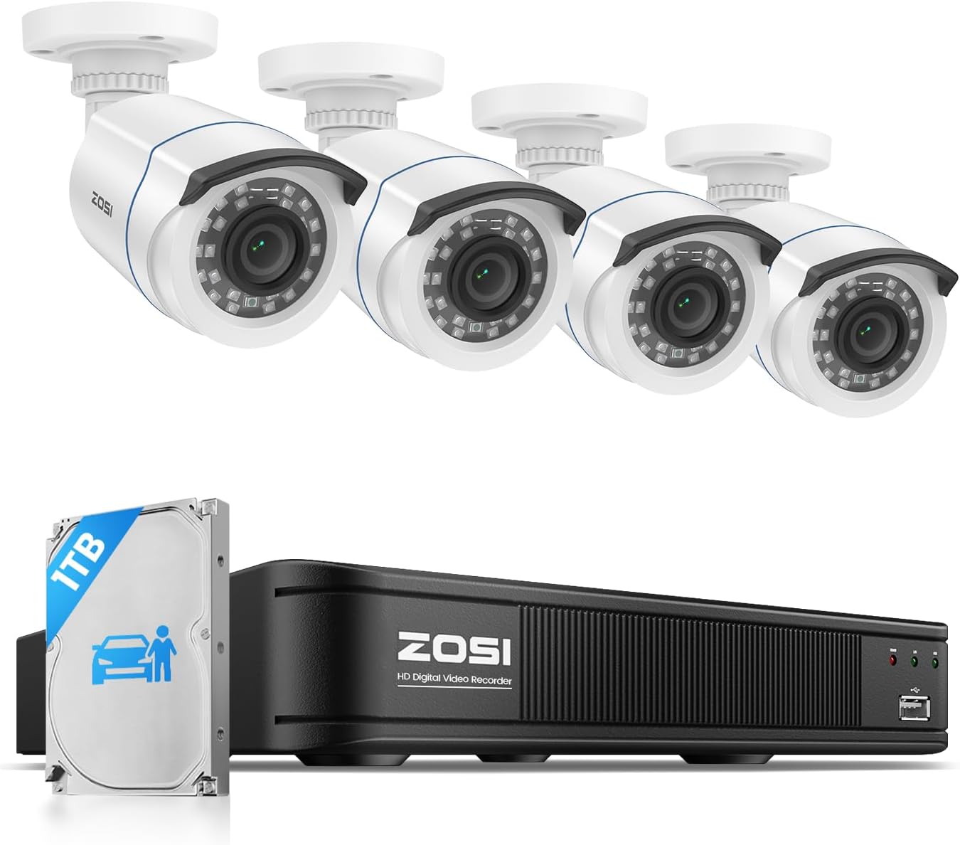 Sistema completo de cámara de seguridad ZOSI H.265+ de 1080p para e...
