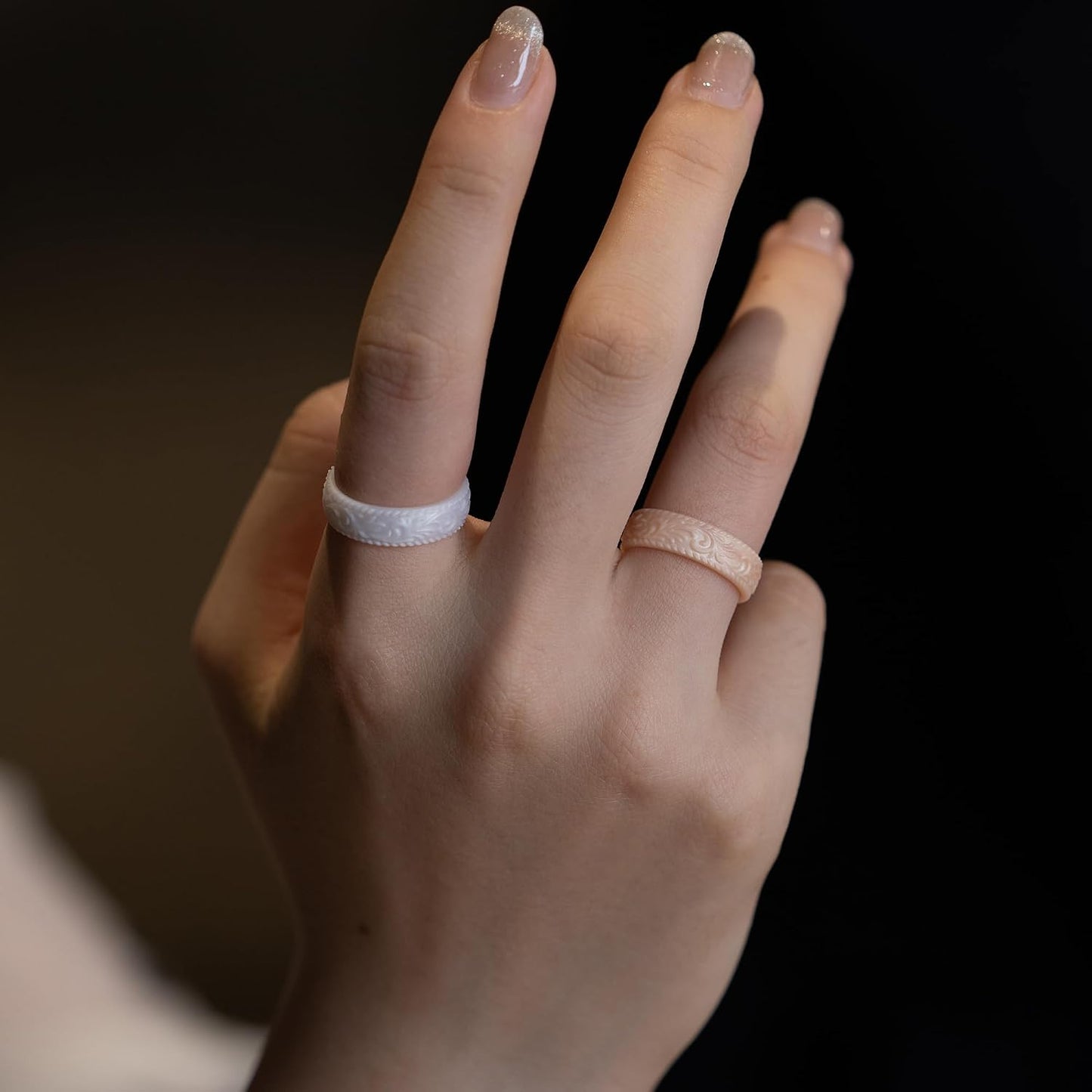 Zollen Anillos de boda de silicona para mujer, paquete de 4\/7 unid...