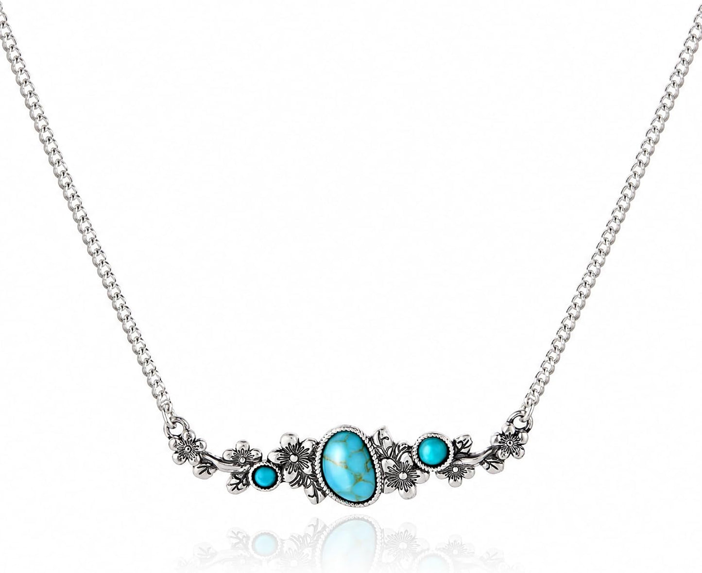 Collar turquesa con piedra floral Wrangler, joyería turquesa para m...