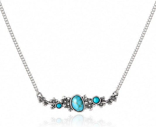 Collar turquesa con piedra floral Wrangler, joyería turquesa para m...