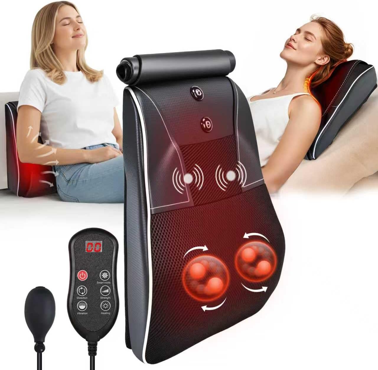 hlthsky Shiatsu Masajeador de espalda y cuello con calor, masajeado...