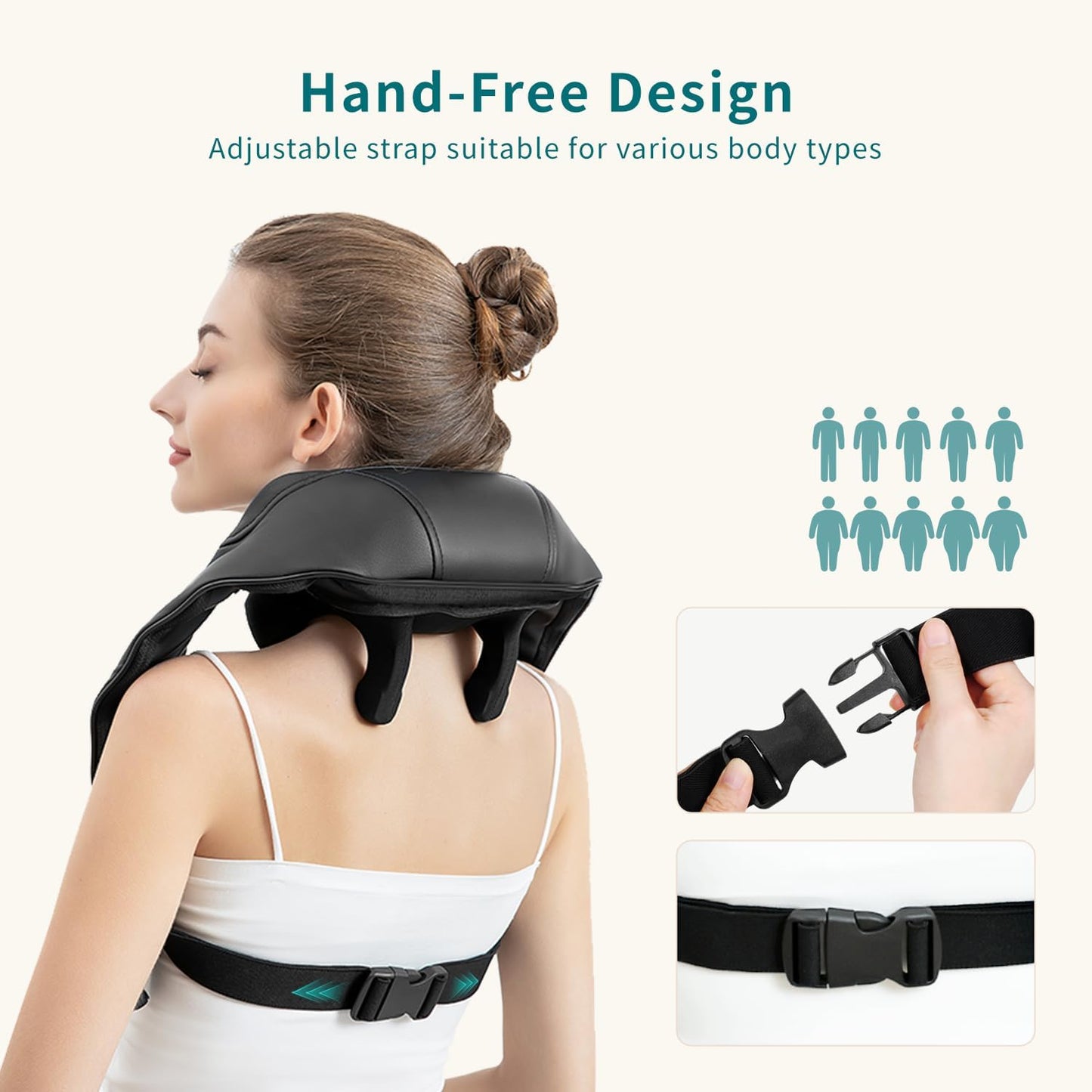 Nekteck Masajeador de cuello 6D con calor, masajeador de cuello Shi...