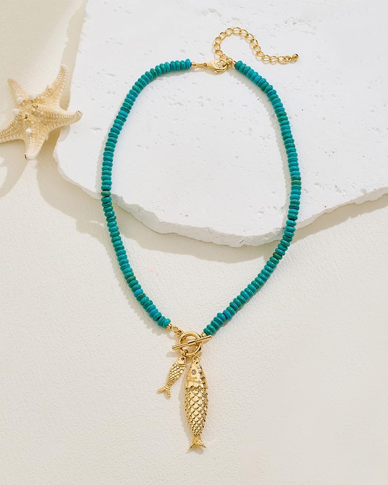 MYCUTEY Collar de pez dorado para mujer, collar de palanca de hilo...
