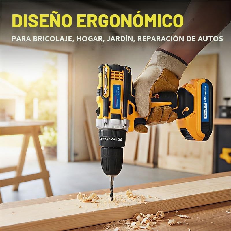 Juego de taladro inalámbrico de 21 V con 2 baterías y cargador, kit...
