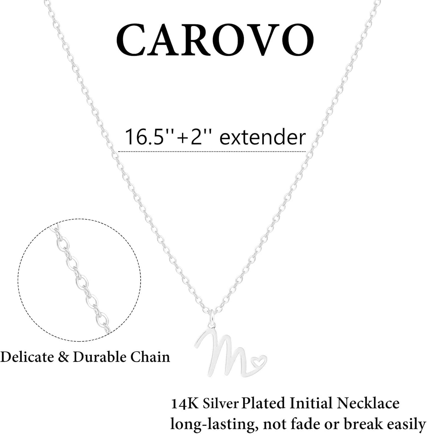CAROVO - Collares con inicial para mujer, delicado collar con dije...