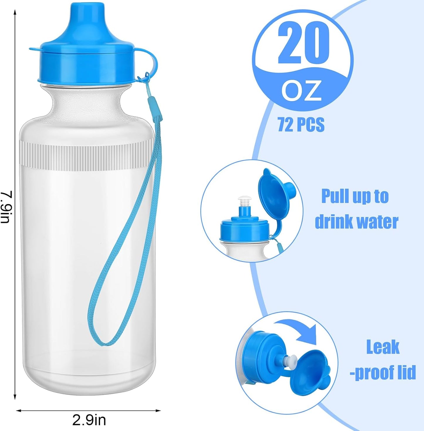 Ziliny 72 botellas de agua deportivas a granel de 20 onzas, botella...
