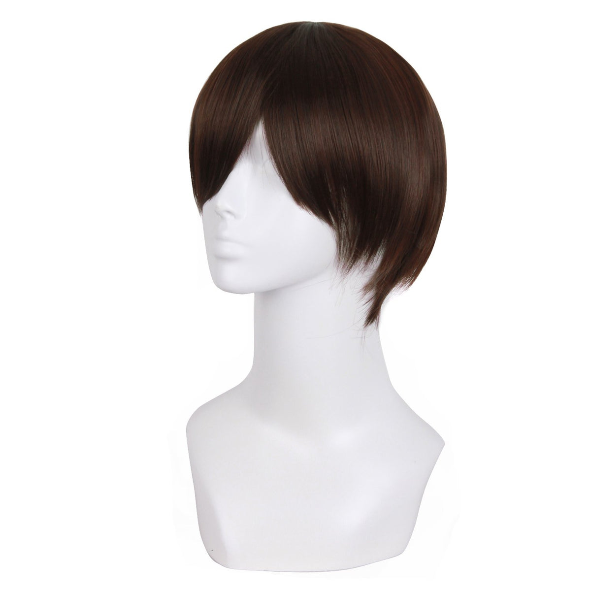 MapofBeauty Peluca recta corta para hombre de moda (marrón oscuro)