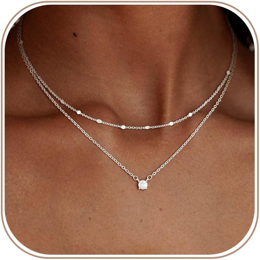 Coshilta Collares de oro en capas para mujer, chapado en plata de l...
