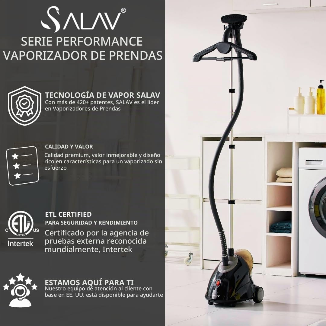 SALAV GS18-DJ Vaporizador de Ropa Vertical con Ruedas para Fácil Mo...