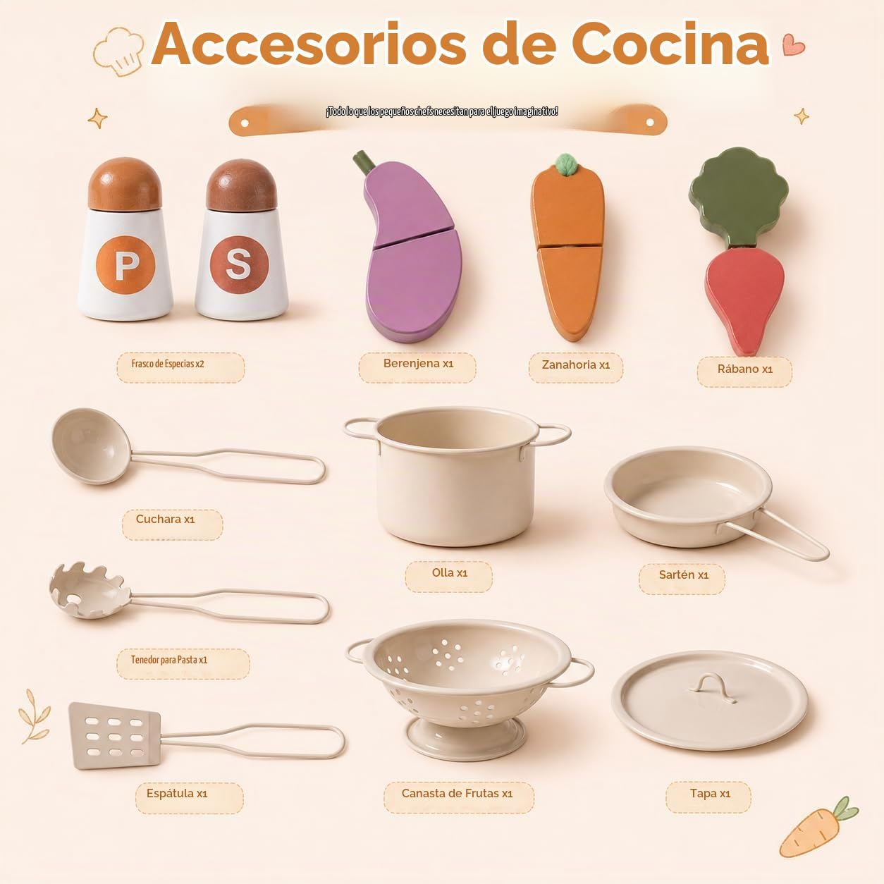 ROBUD Cocina de Juguete, Juego de Cocina de Madera para Niños con D...