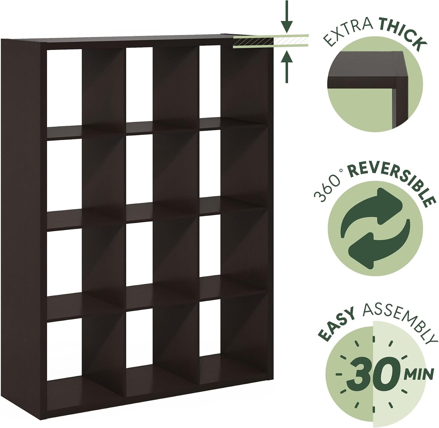 Furinno Cubicle Estantería para libros con estructura gruesa de 12...