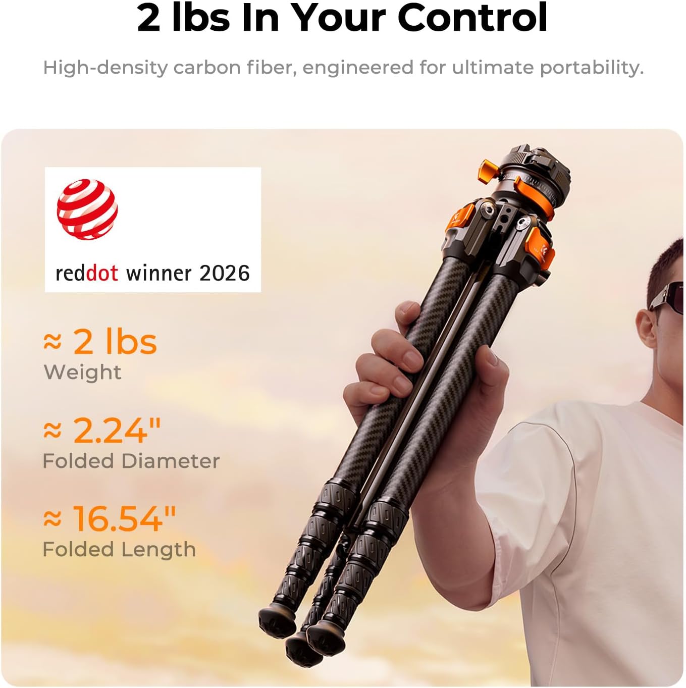 K&amp;F CONCEPT Trípode de viaje de fibra de carbono de 60 pulgadas...