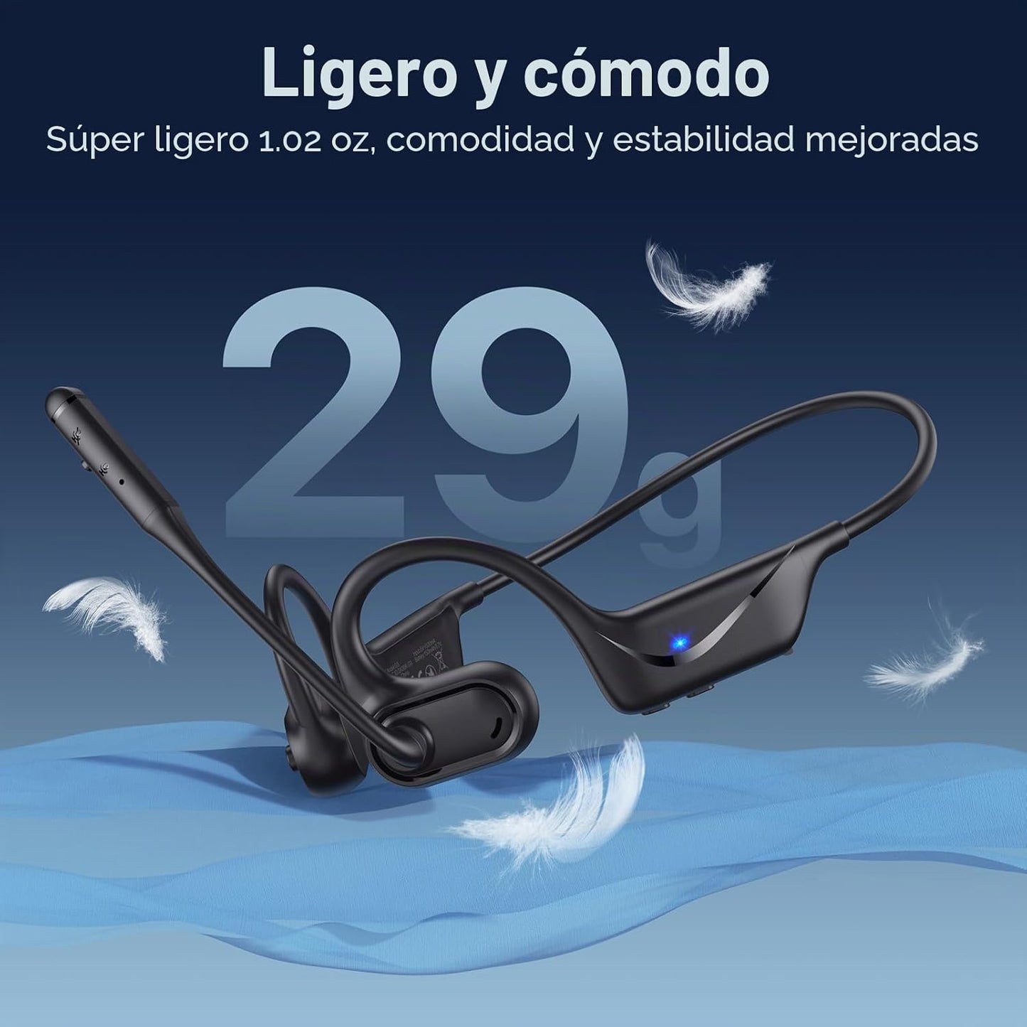 ZORIOXI Auriculares de oreja abierta con micrófono, auriculares Blu...