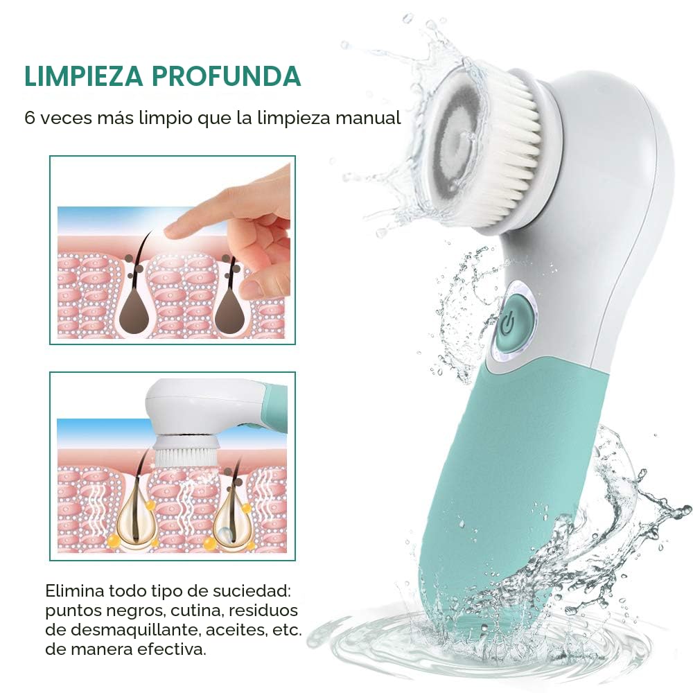 Cepillo de limpieza facial eléctrico exfoliante facial con 3 cabeza...