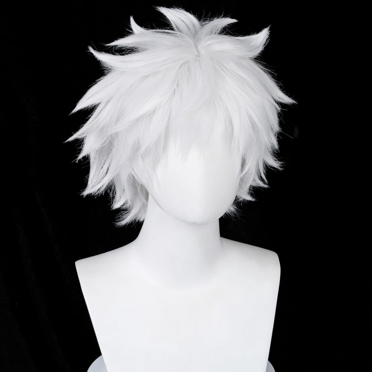 COSPLAZA Cosplay peluca corta blanca plateada esponjosa masculina a...