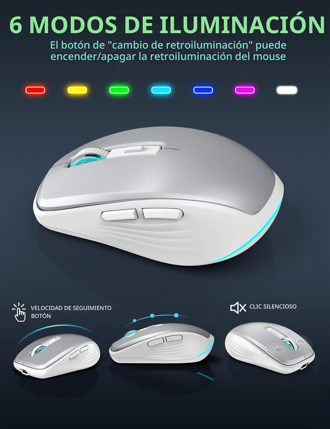 SABLUTE Combo de teclado y mouse inalámbricos retroiluminados, tecl...