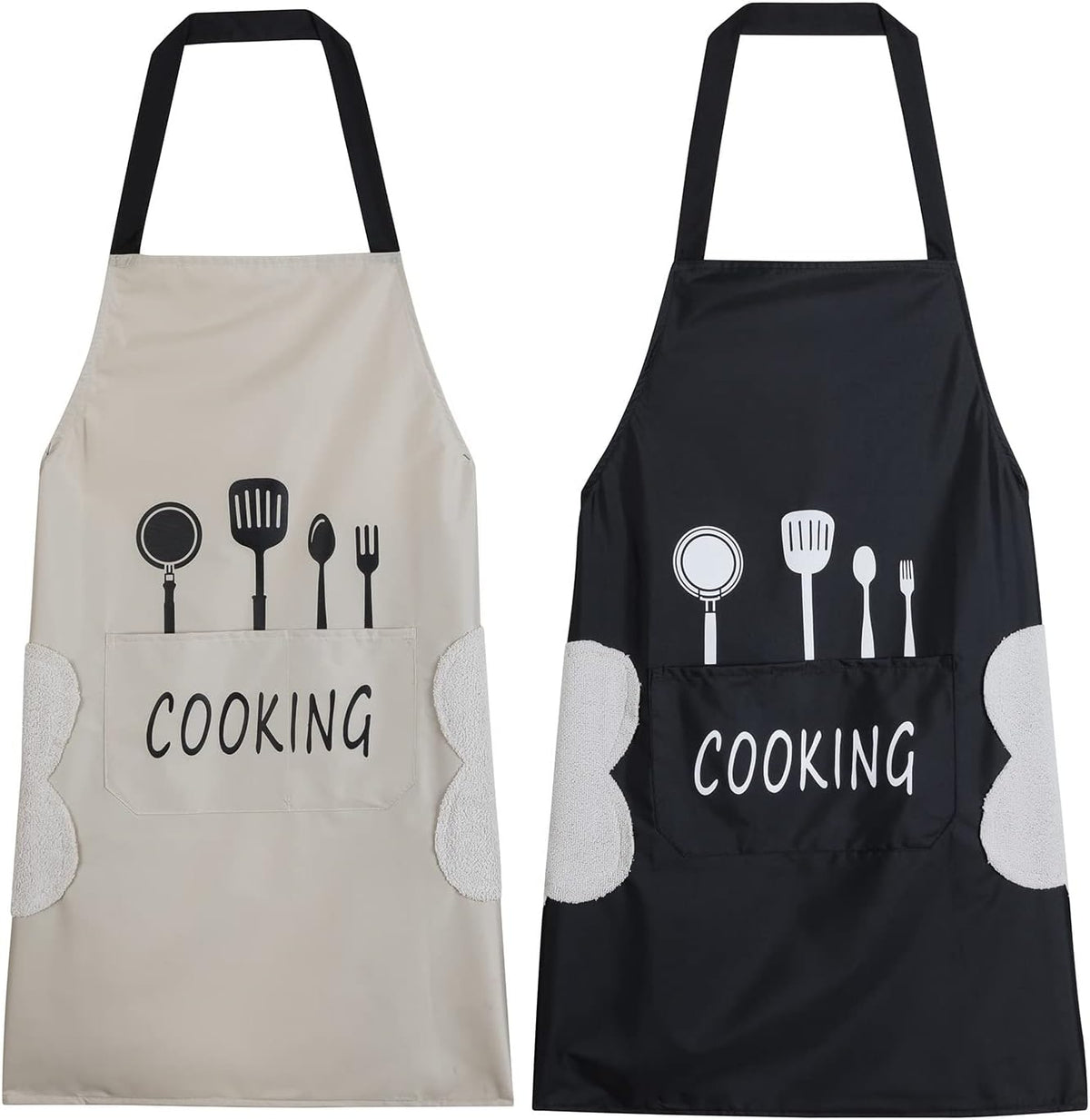 Agirlvct Paquete de 2 delantales de cocina con toallita de mano, re...