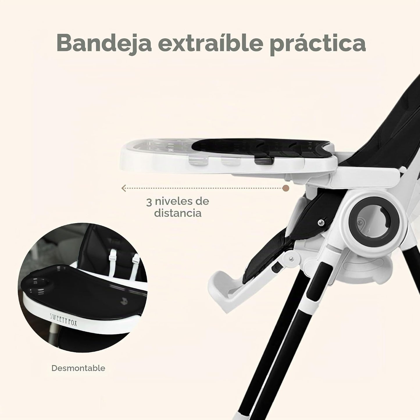 Silla alta para bebé ajustable a 7 alturas diferentes - Sillas alta...