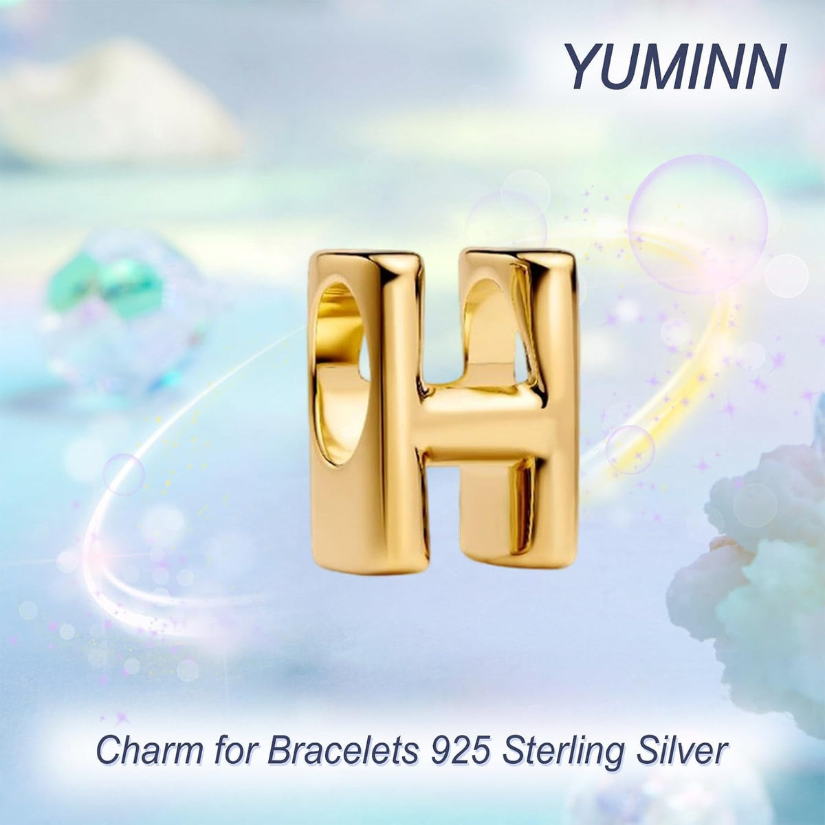 YUMINN Dijes dorados de la A a la Z para pulseras de plata esterlin...