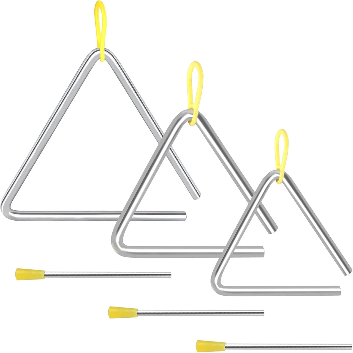 EASTROCK Juego de instrumentos triangulares, 3 paquetes, 4, 5, 6 pu...