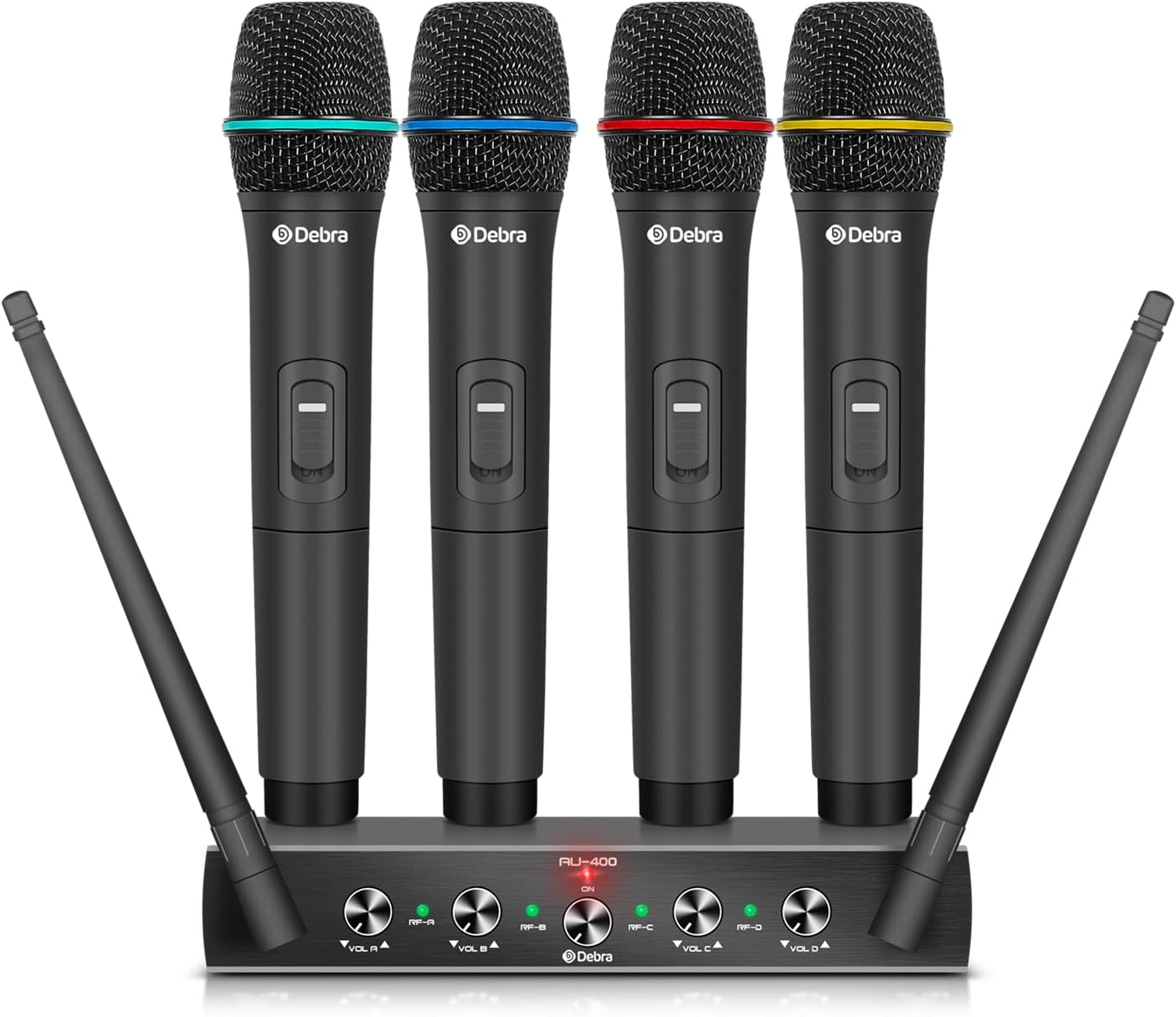 Sistema de micrófono inalámbrico Debra Audio Pro UHF de 4 canales |...