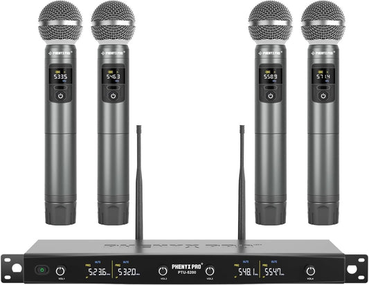 Phenyx Pro Sistema de micrófono inalámbrico dinámico de metal UHF 4...