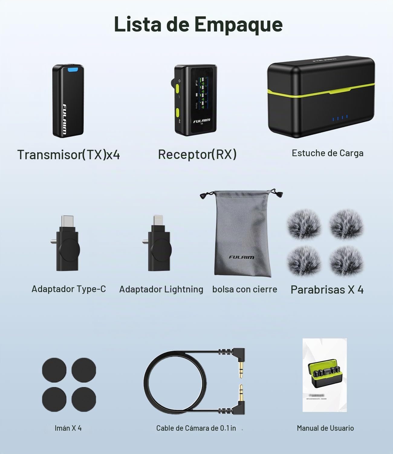 FULAIM Micrófonos Lavalier inalámbricos X6 Pro con 4 transmisores |...