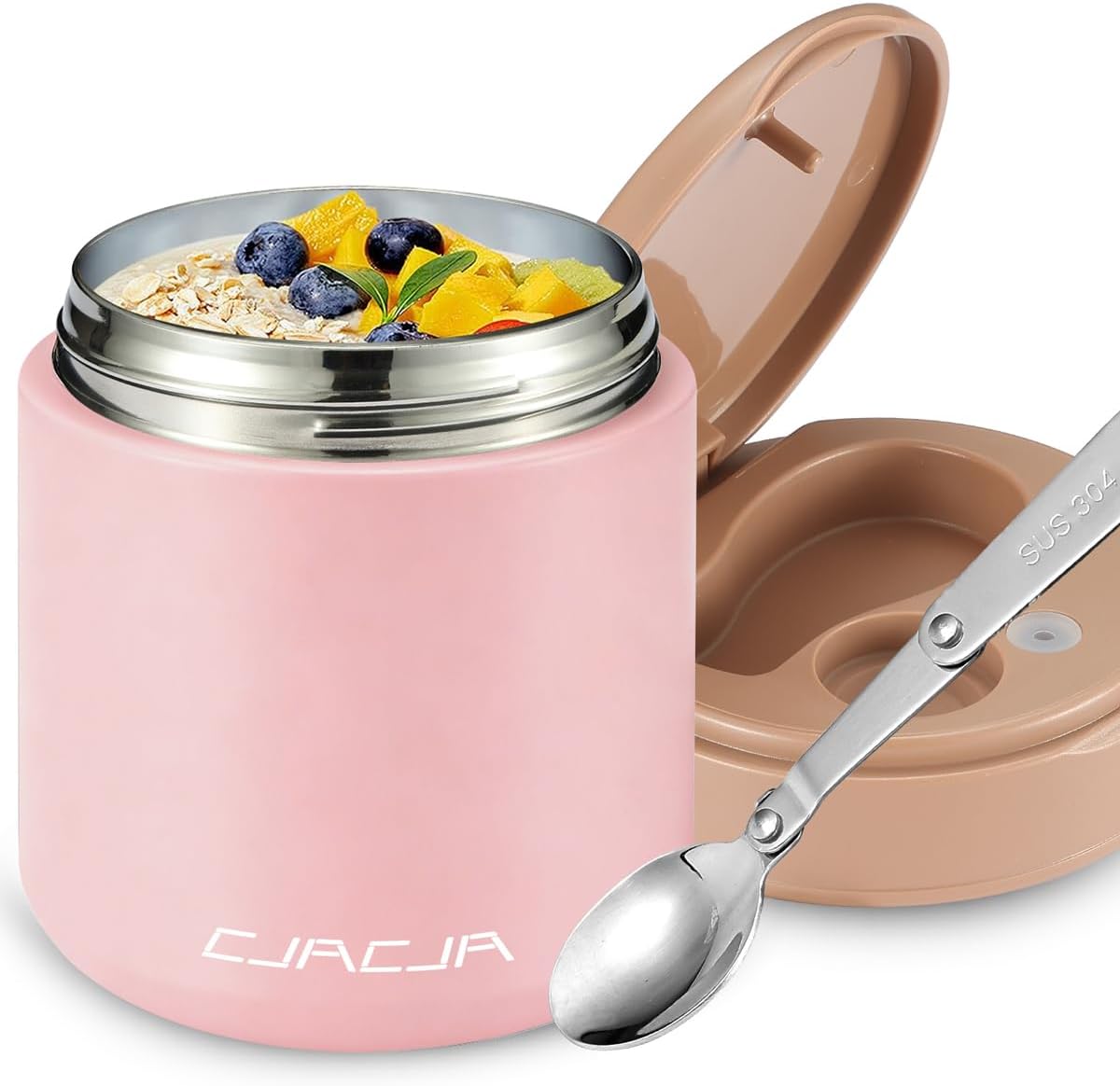 Termo para niños de comida caliente - 15.2oz con cuchara plegable y...