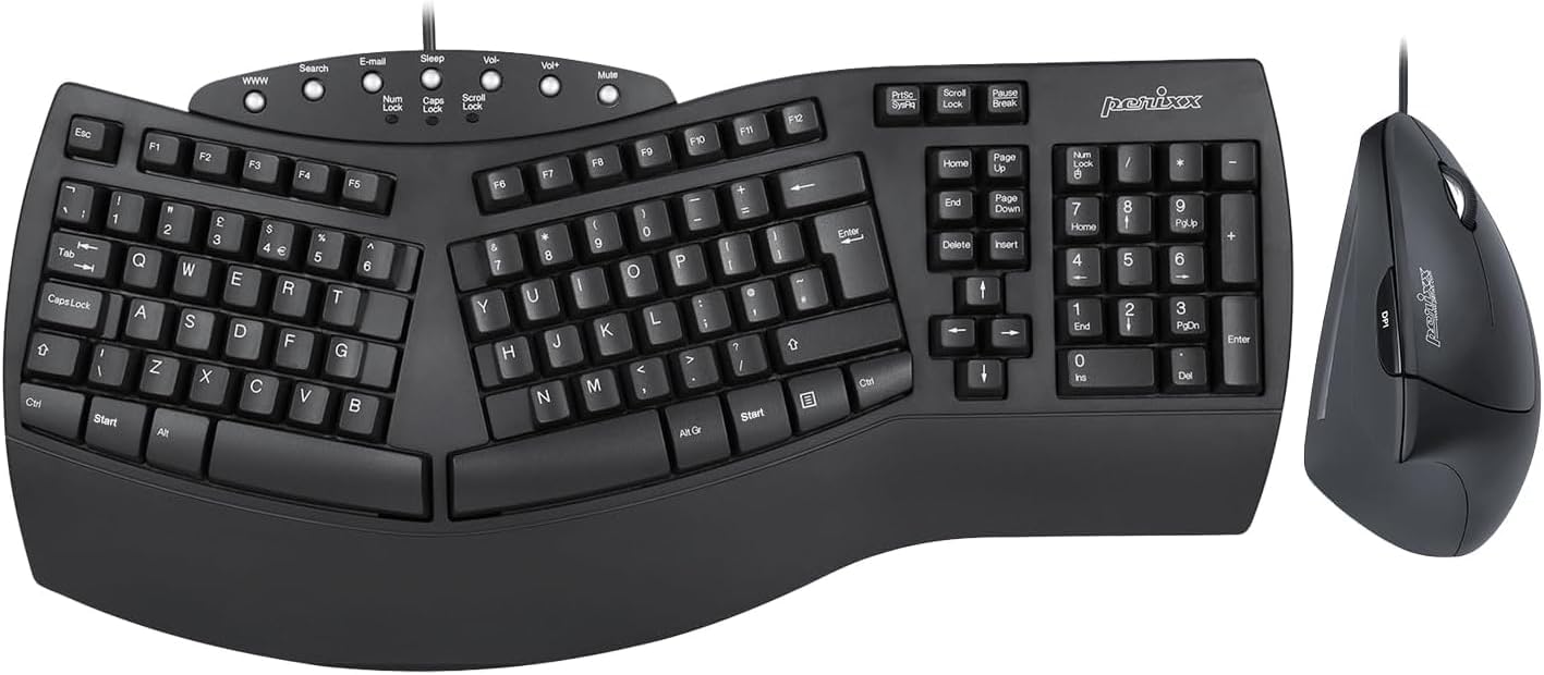 Perixx PERIDUO-512B EE.UU., Combo de Teclado Ergonómico con Cable y...