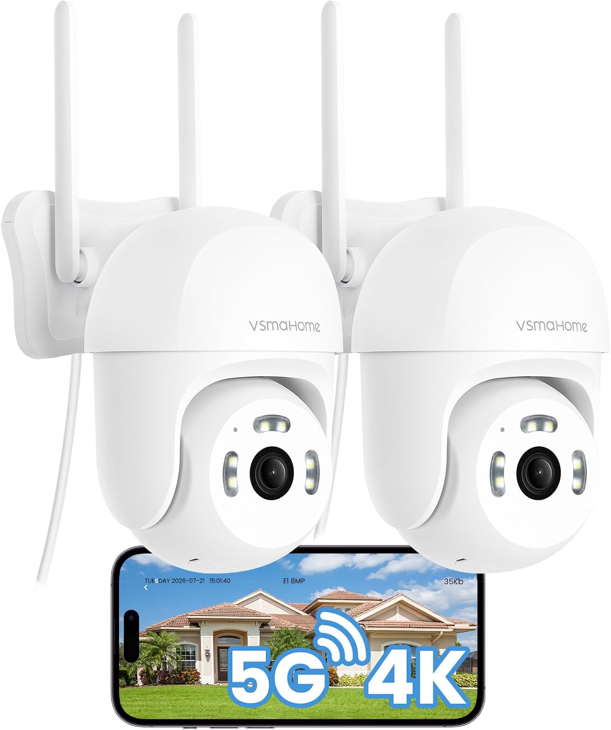 Cámara de seguridad para exteriores 4K 8MP, cámara WiFi para sistem...