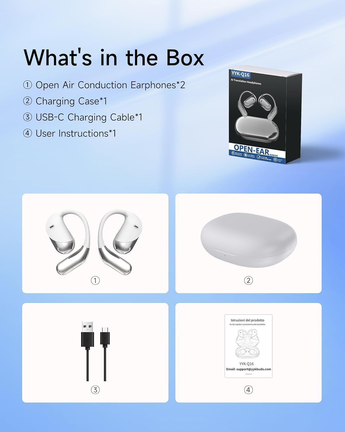 Auriculares inalámbricos de oreja abierta Bluetooth 5.8 Pearl Ivory...