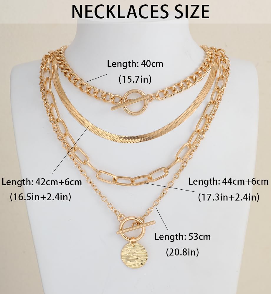 iF YOU Collares vintage con capas de oro para mujer, a la moda, con...