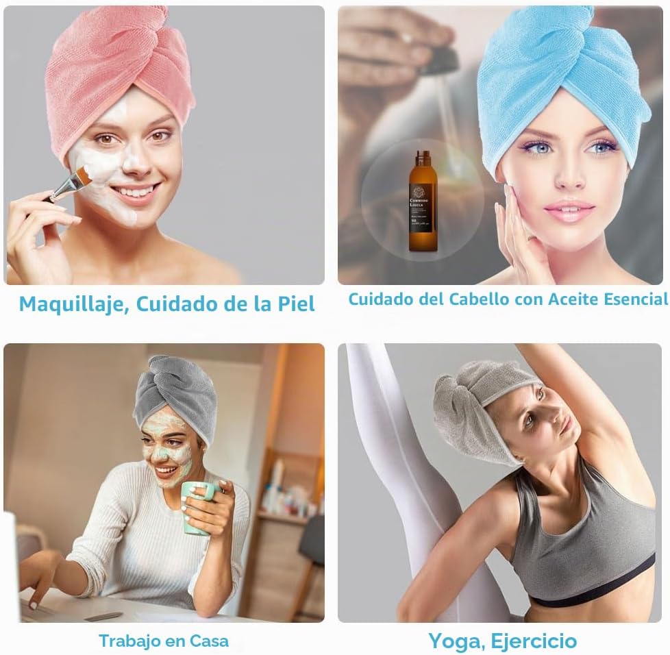 AIDEA Toalla para el cabello, paquete de 5 toallas absorbentes de s...