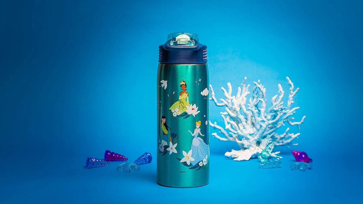 Zak Designs Disney Princess - Botella de agua para viajes y uso en...