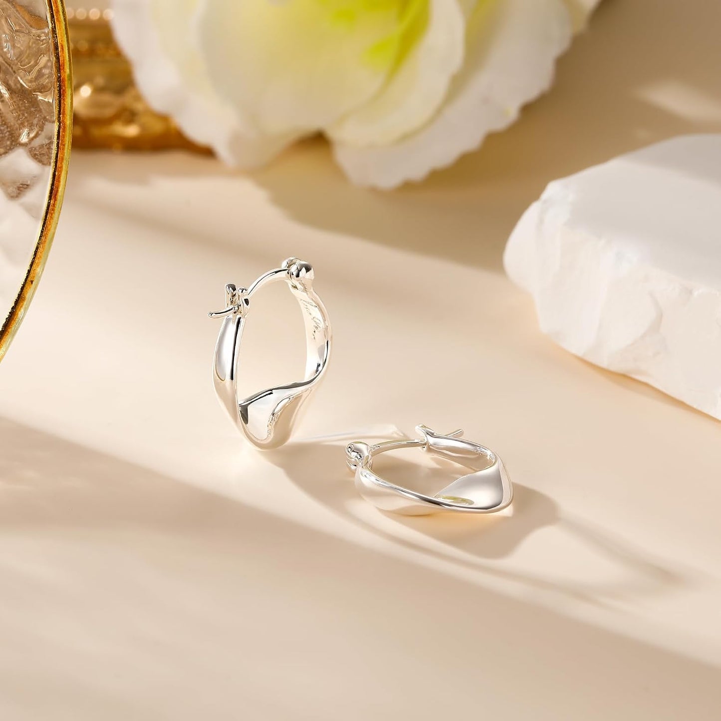 Aretes de Plata de Ley 925 Aretes de Aro de Plata para Mujeres Aros...