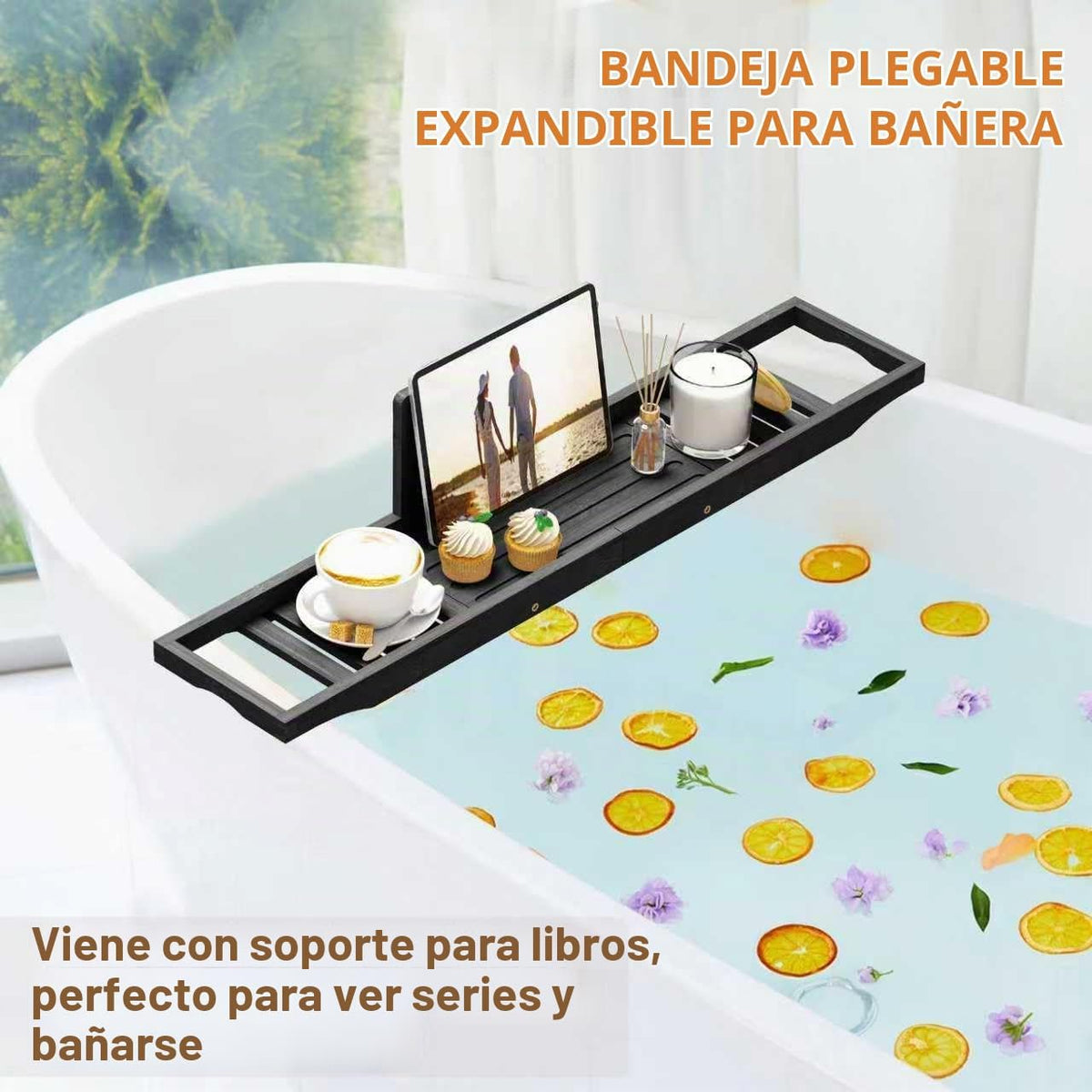 Bandeja de bañera negra - Bandeja de baño negra - Bandeja de mesa d...