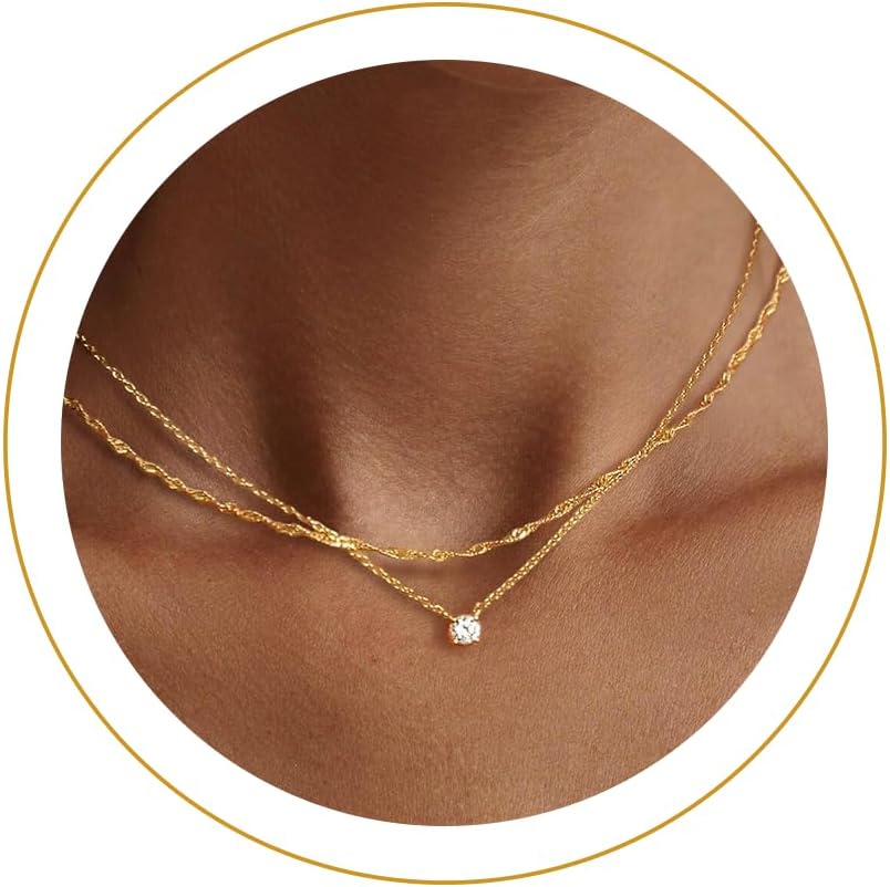 NECOCY - Collares delicados chapados en oro de 14k\/plata con circo...