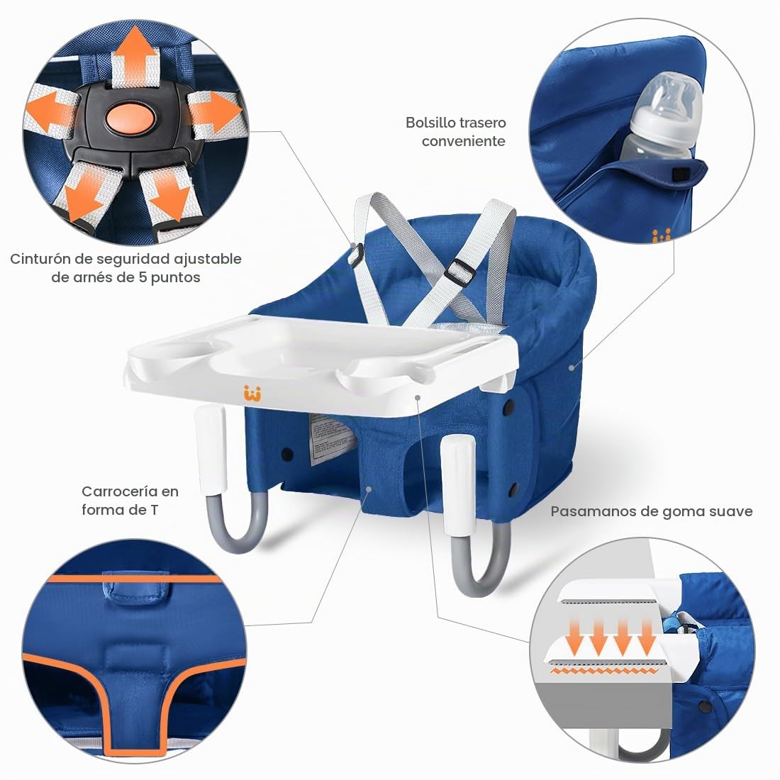 MTWML Silla Alta de Enganche con Bandeja, Silla Alta Portátil para...