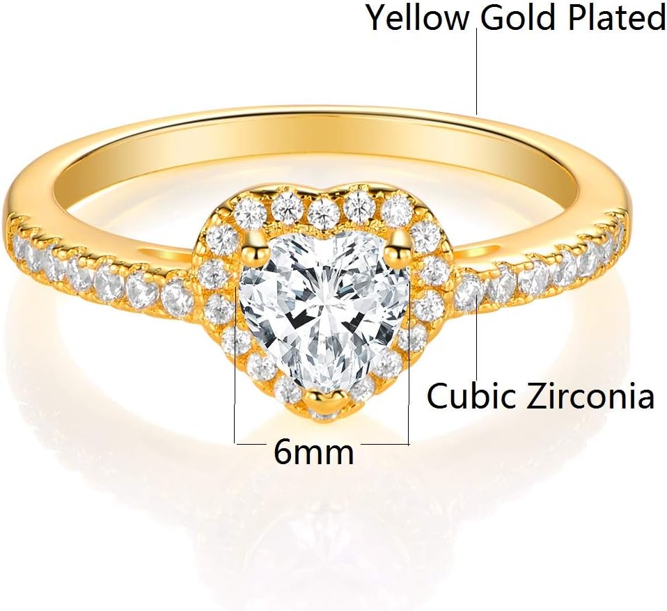 MDFUN - Anillos de boda de lujo chapados en oro de 18k con circonia...