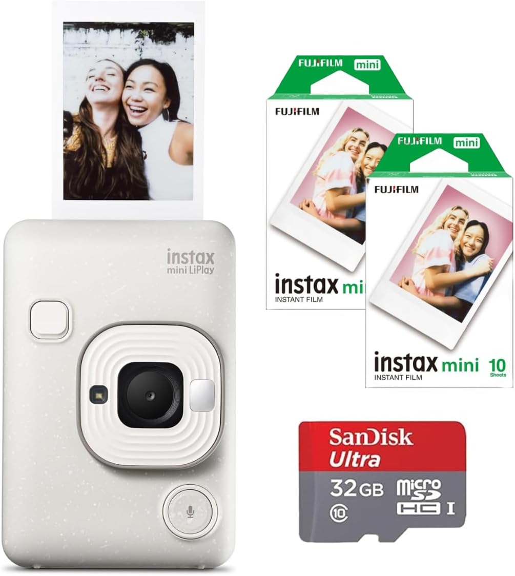 Fujifilm INSTAX Mini LIPLAY - Cámara instantánea híbrida (Misty Whi...