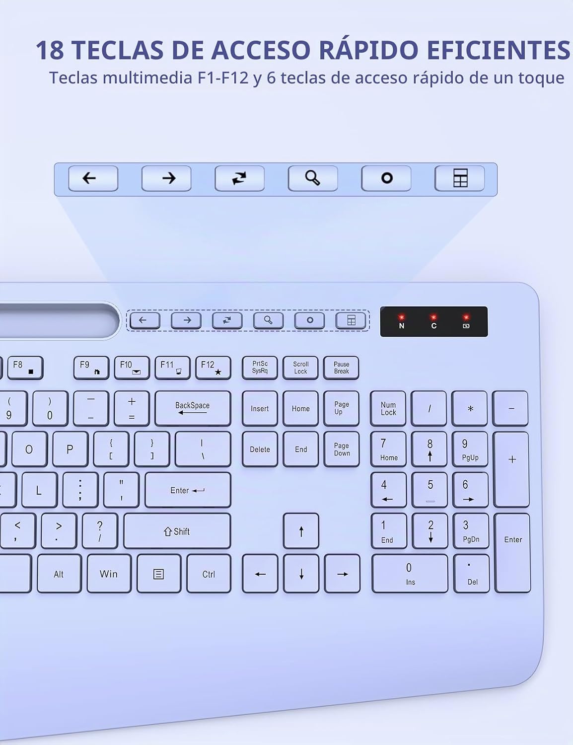 SABLUTE - Combo de teclado y mouse inalámbricos, tamaño completo, r...