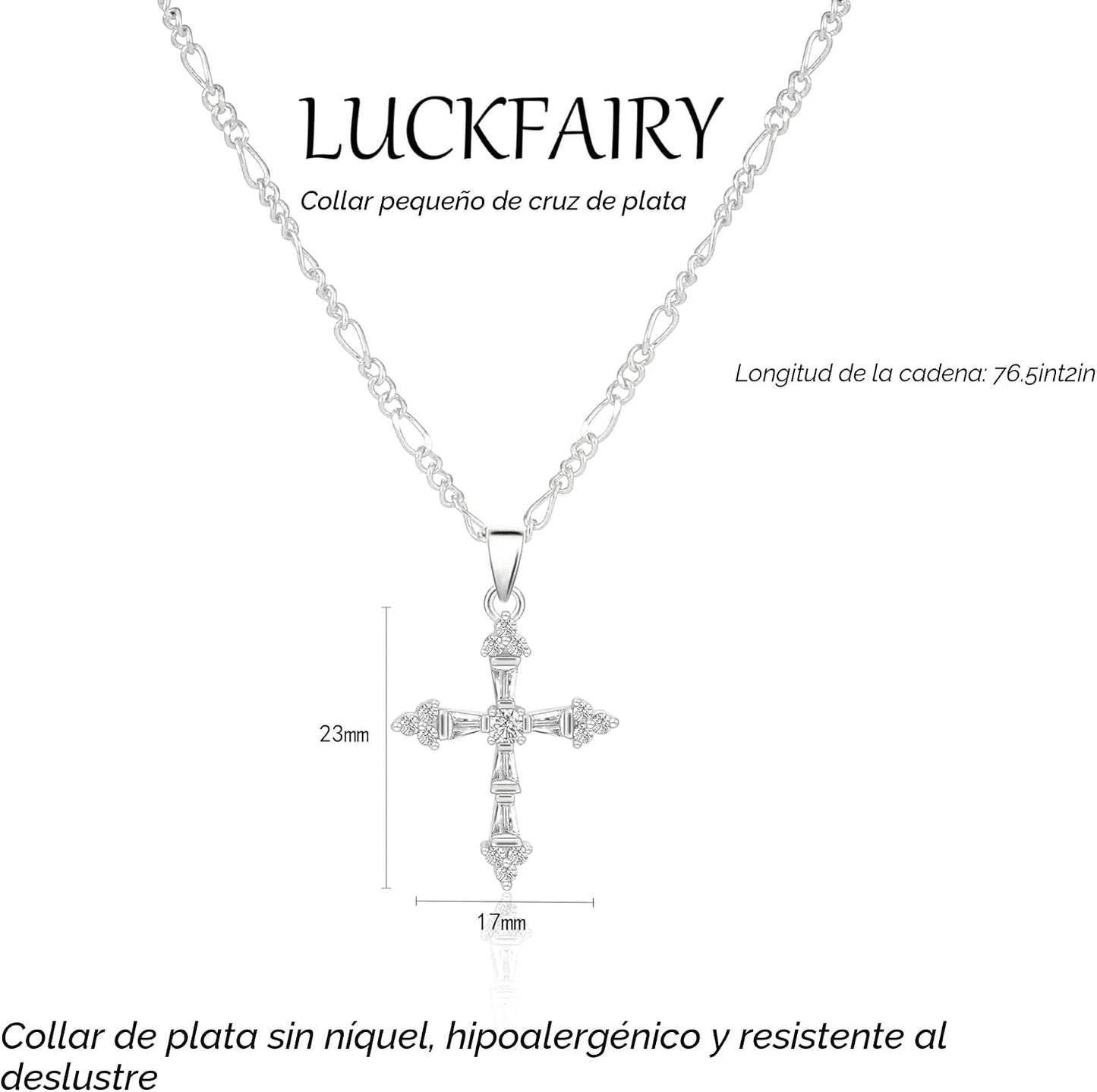 Collar de cruz para mujer, collar de doble cruz chapada en oro de 1...