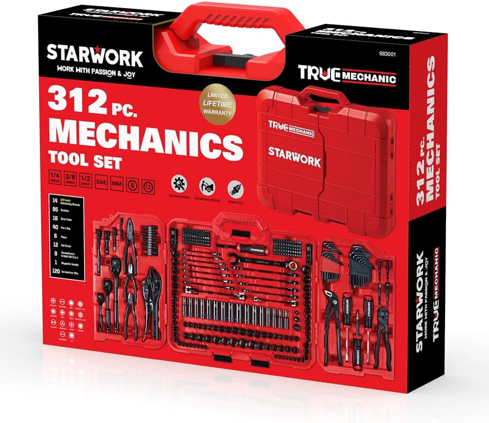 STARWORK TRUE MECHANIC - Juego de herramientas mecánicas de 312 pie...