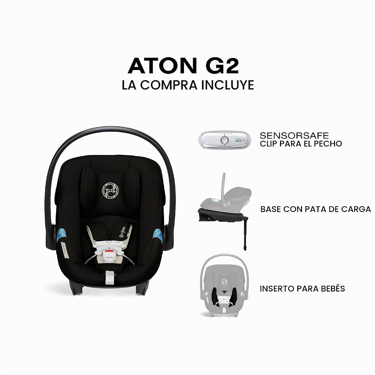 Cybex Aton G2 con asiento para automóvil infantil con base de patas...