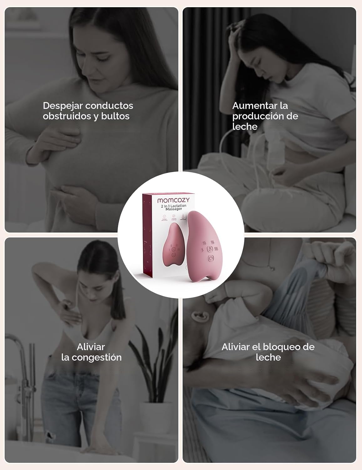 Momcozy A1Pro - Masajeador de lactancia con calor, vibración profun...