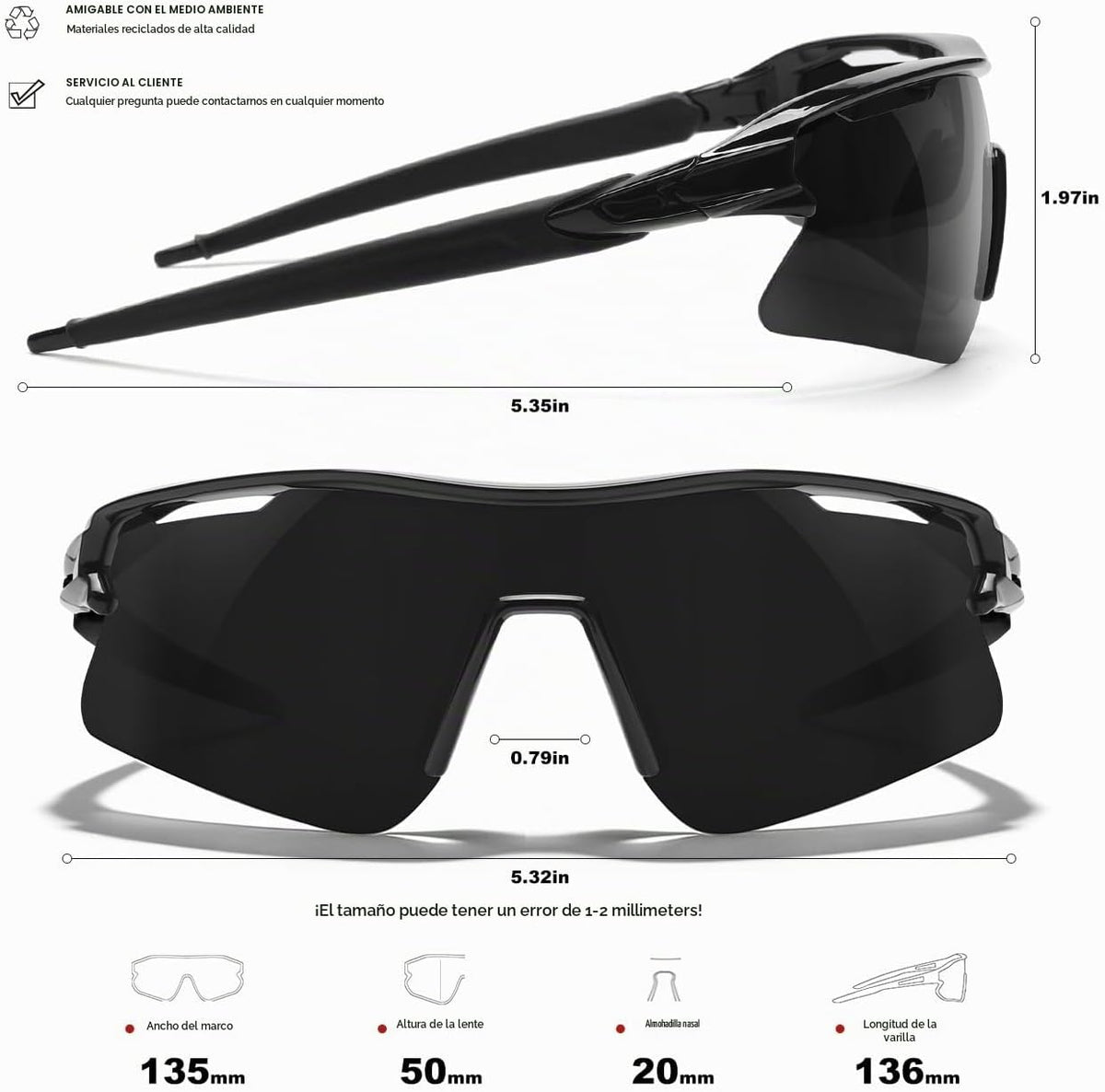 SEKKAF Lentes de sol deportivos polarizados para hombres, mujeres y...