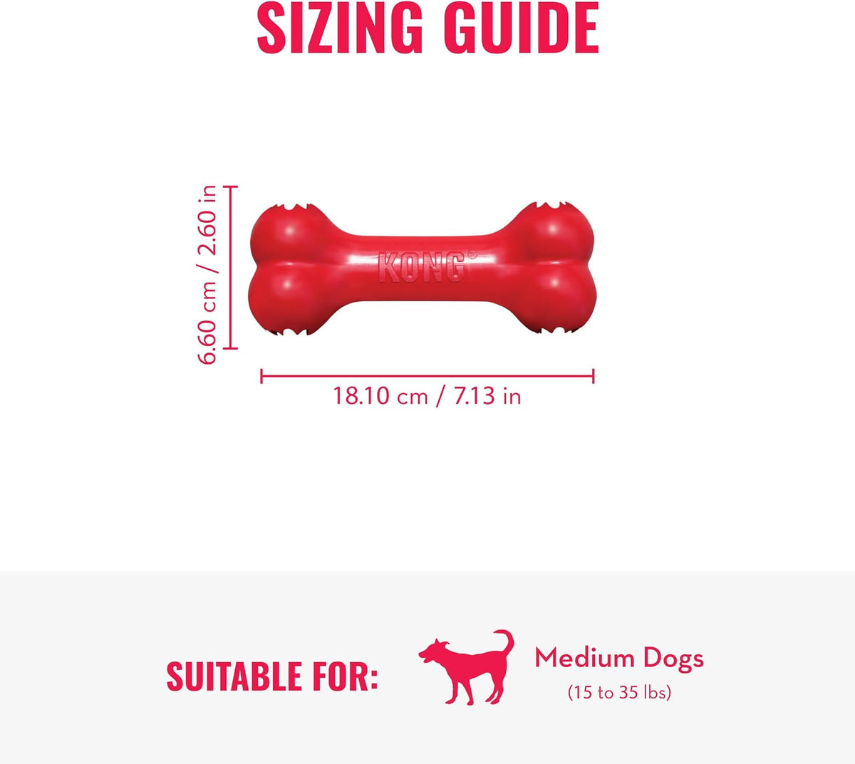 KONG Goodie Bone - Hueso clásico de goma natural duradera para perr...