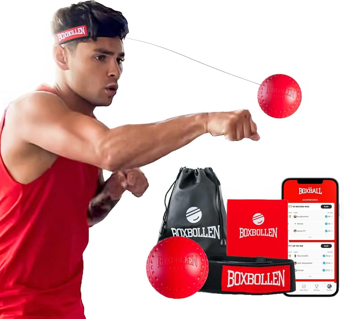 Boxbollen® Pelota de Reflejo de Boxeo - Juego de Entrenamiento en C...
