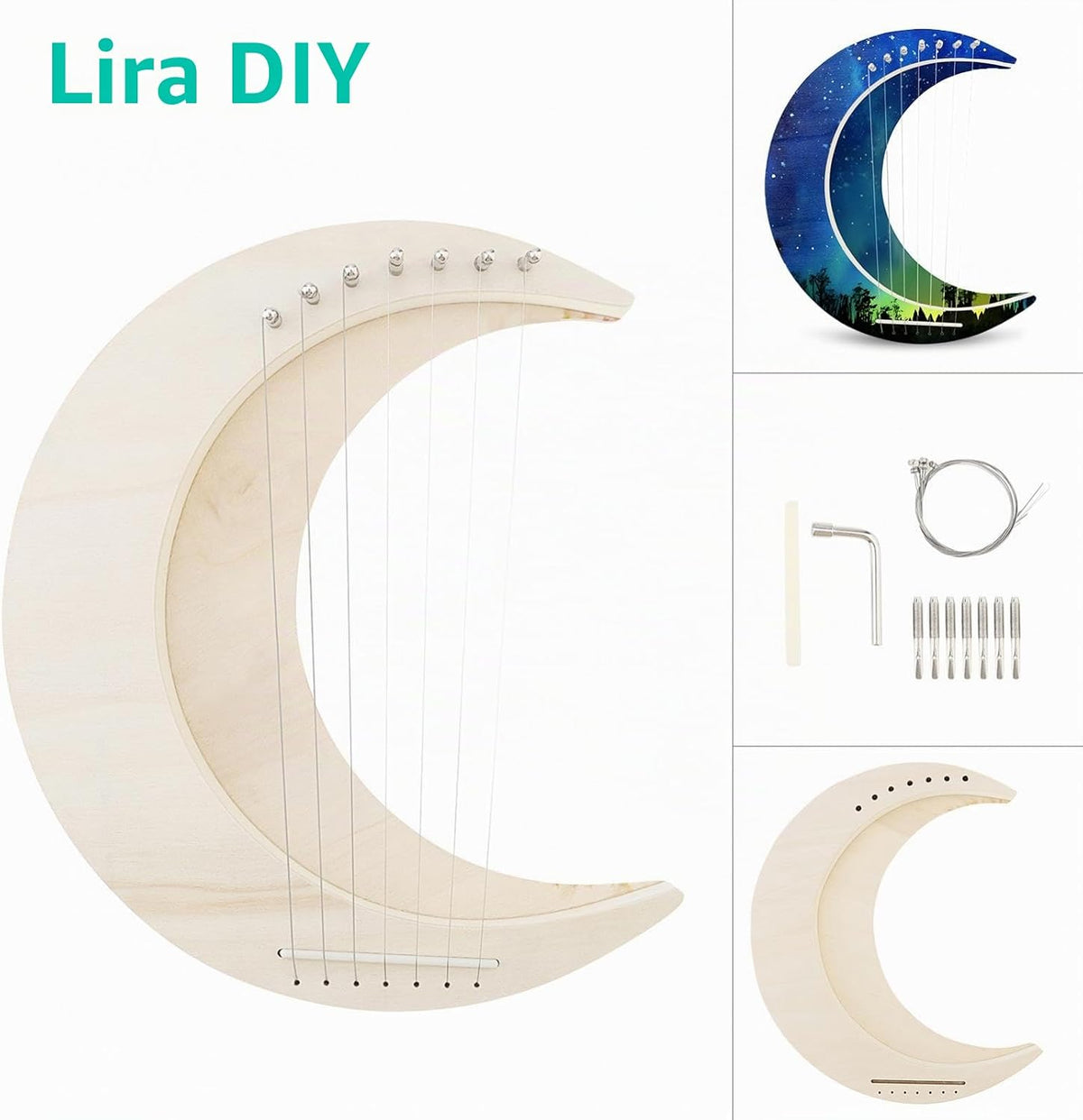 OriGlam Arpa de lira 7 cuerdas DIY, instrumento musical de arpa de...